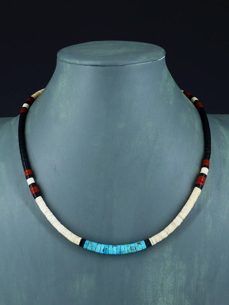 Native American Santo Domingo Shell Single Strand Necklace - PuebloDirect.com