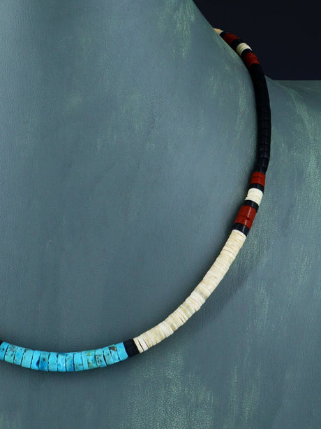 Native American Santo Domingo Shell Single Strand Necklace - PuebloDirect.com