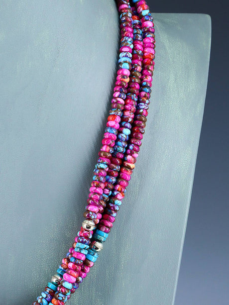 Santo Domingo Spiny Oyster and Turquoise Spinner Necklace - PuebloDirect.com