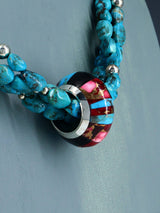 Santo Domingo Spiny Oyster and Turquoise Spinner Necklace - PuebloDirect.com