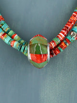 Santo Domingo Spiny Oyster and Turquoise Spinner Necklace - PuebloDirect.com