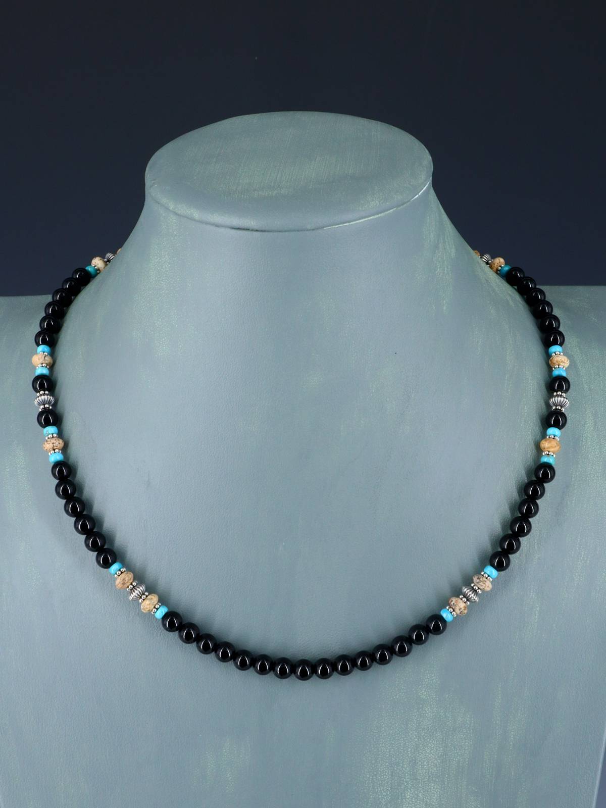 Native American Jasper and Onyx Beaded Necklace