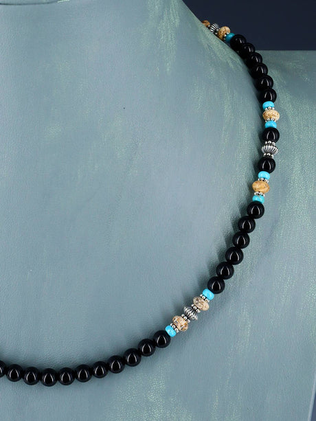 Native American Jasper and Onyx Beaded Necklace