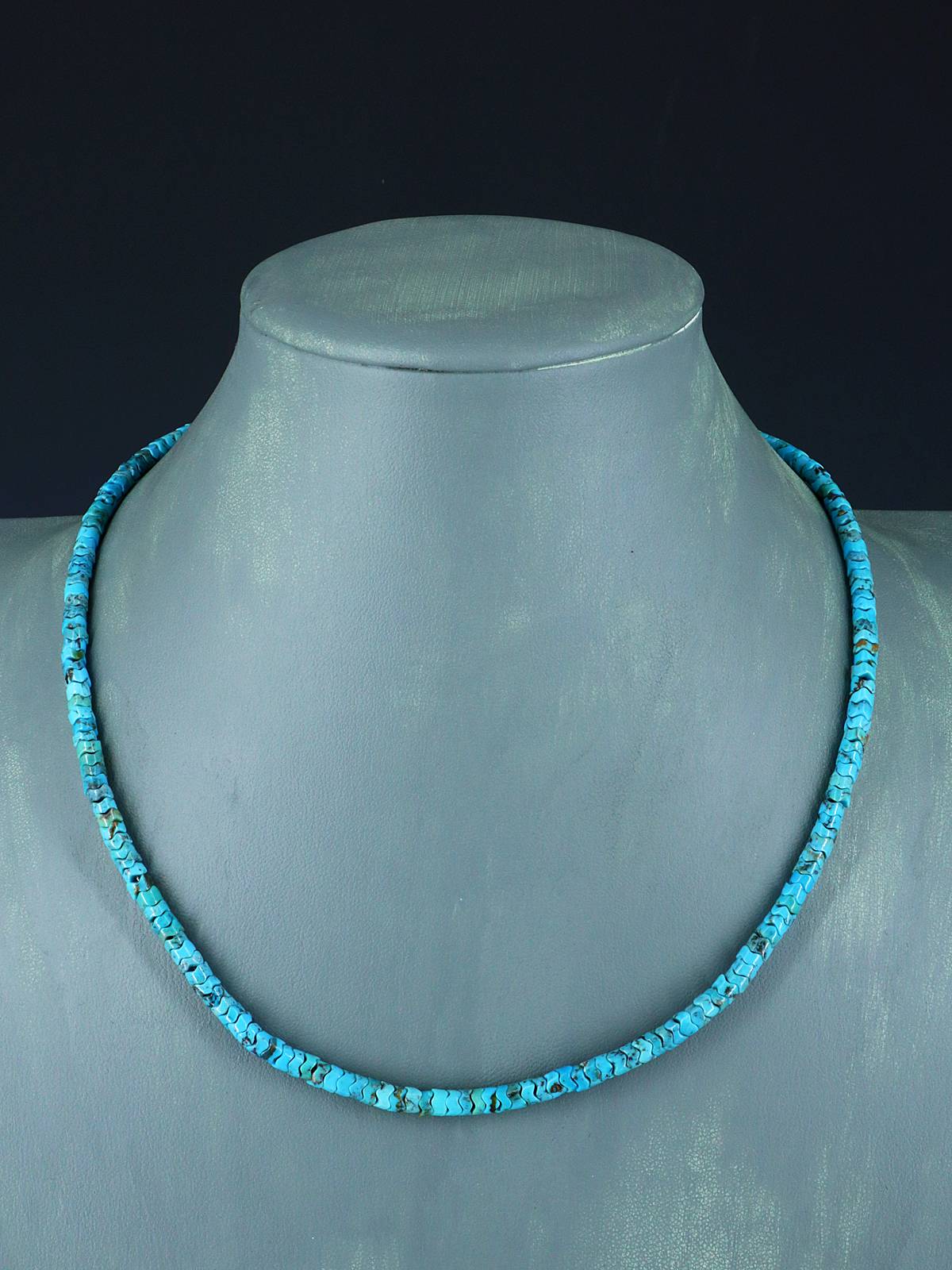 Navajo 18" Turquoise Snake Bead Necklace - PuebloDirect.com