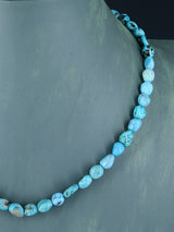 18" Navajo Single Strand Turquoise Nugget Necklace - PuebloDirect.com