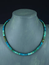 18" Navajo Single Strand Polychrome Turquoise Necklace - PuebloDirect.com