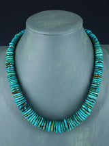 19" Navajo Single Strand Graduated Turquoise Disc Necklace - PuebloDirect.com