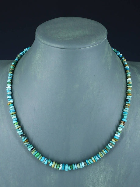 Navajo 19" Carico Lake Turquoise Beaded Necklace - PuebloDirect.com