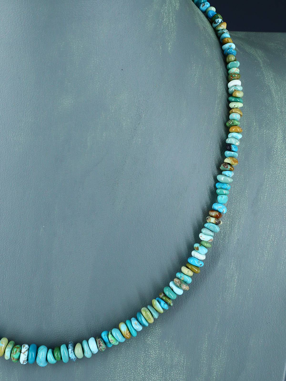 Navajo 19" Carico Lake Turquoise Beaded Necklace - PuebloDirect.com