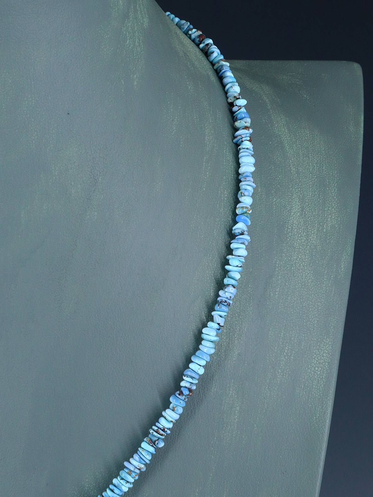 Navajo 20" Natural Golden Hill Turquoise Beaded Necklace - PuebloDirect.com