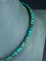 19" Turquoise Bone Bead Necklace - PuebloDirect.com