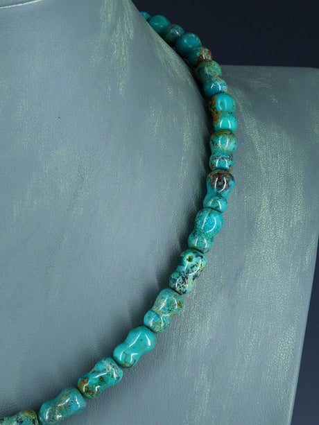 19" Turquoise Bone Bead Necklace - PuebloDirect.com