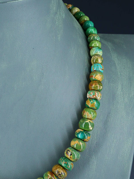 19" Single Strand Graduated Sky Horse Turquoise Necklace - PuebloDirect.com