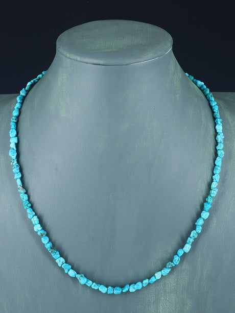 20" Navajo Single Strand Sleeping Beauty Turquoise Necklace - PuebloDirect.com