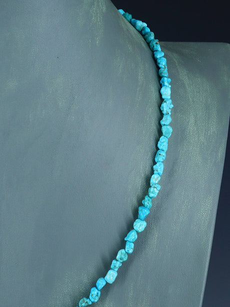 20" Navajo Single Strand Sleeping Beauty Turquoise Necklace - PuebloDirect.com