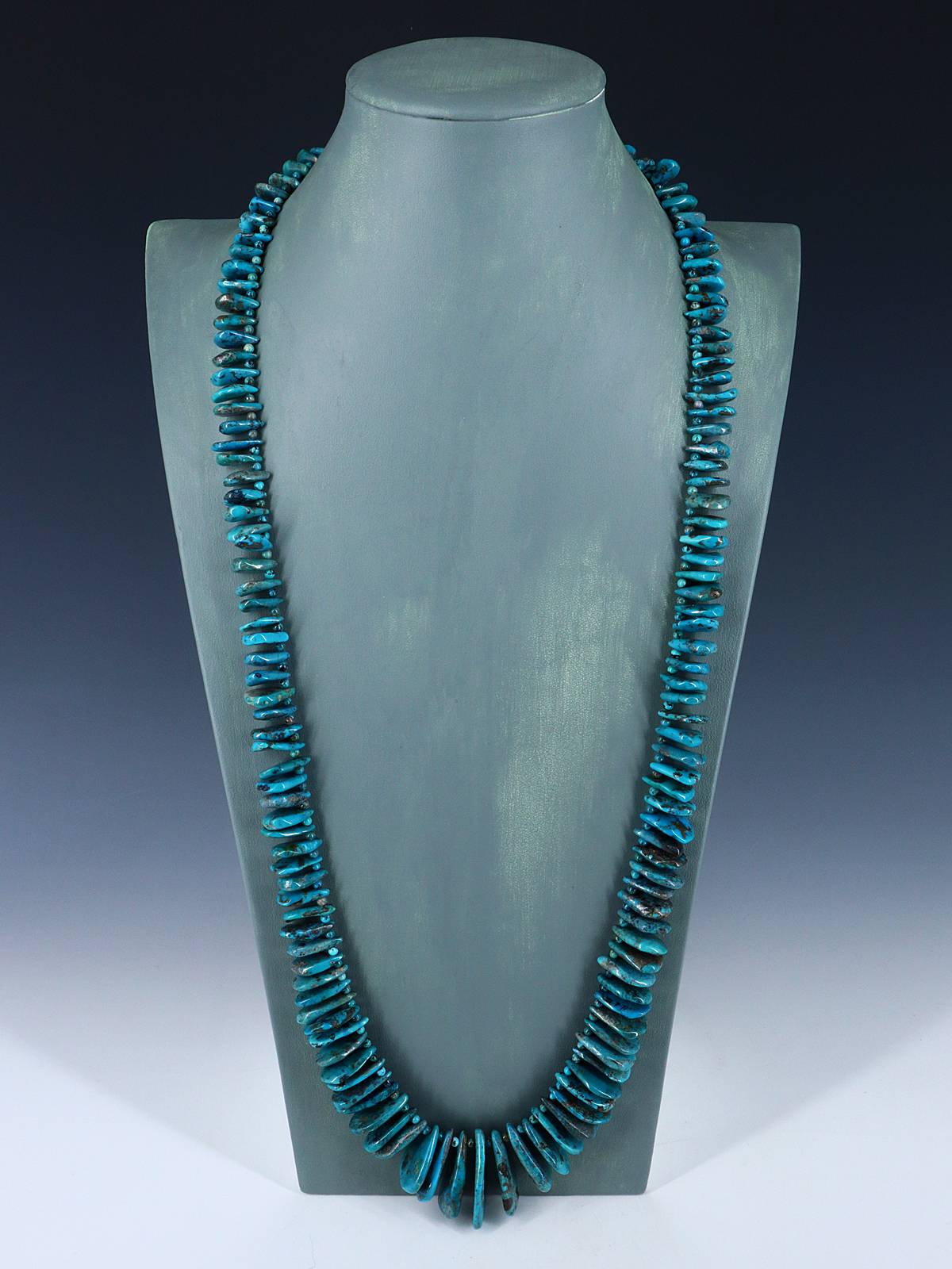 Native American 34" Turquoise Tear Drop Necklace - PuebloDirect.com