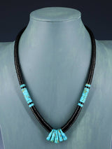 Native American Santo Domingo Turquoise and Jet Necklace