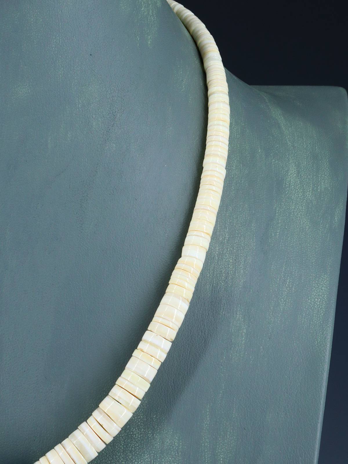 Native American Jewelry Single Strand Shell Heishi and Turquoise Necklace