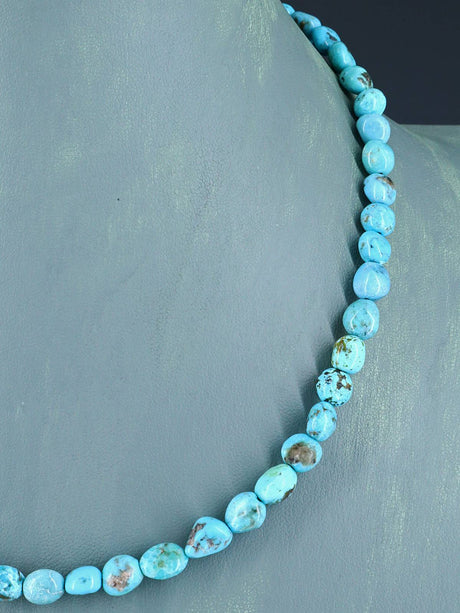 18" Navajo Single Strand Turquoise Nugget Necklace