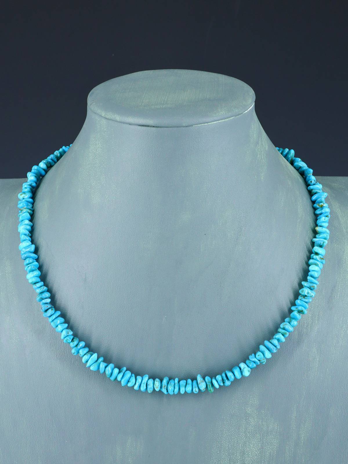 18" Navajo Single Strand Turquoise Nugget Necklace - PuebloDirect.com