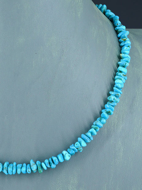 Collar de pepita de turquesa de montaña de nube de una sola hebra de joyería nativa americana de 18 "