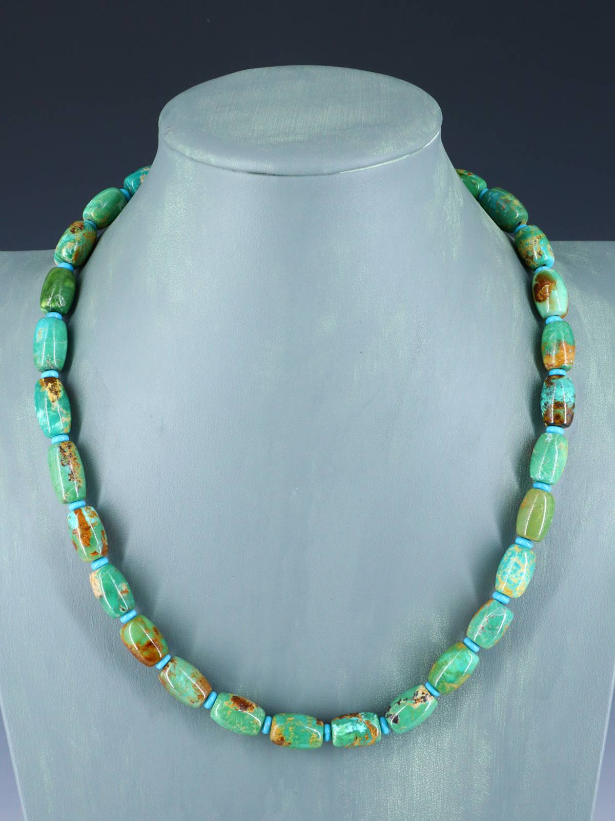Navajo Single Strand Turquoise Rounded Bead Necklace