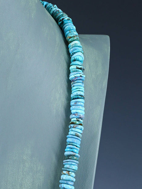 Navajo Single Strand Turquoise Disc Necklace - PuebloDirect.com