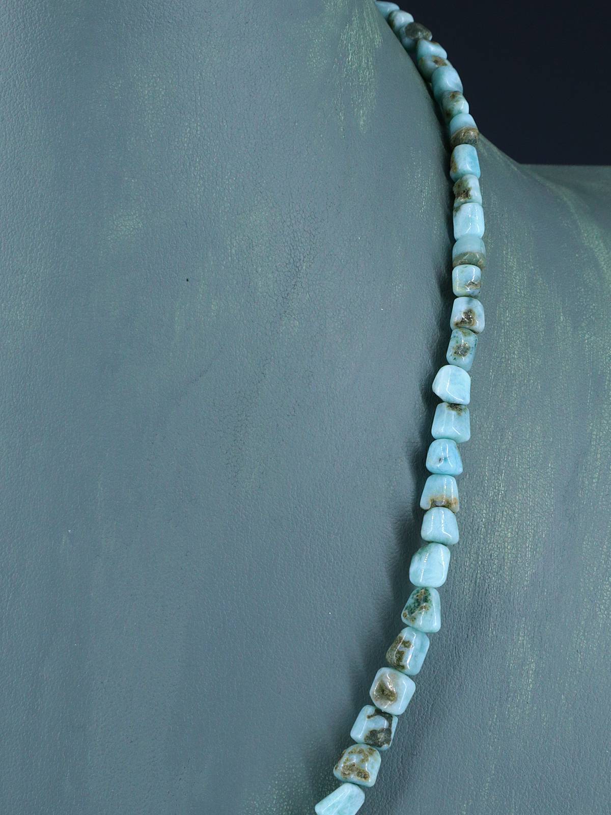 20" Navajo Single Strand Larimar Nugget Necklace - PuebloDirect.com