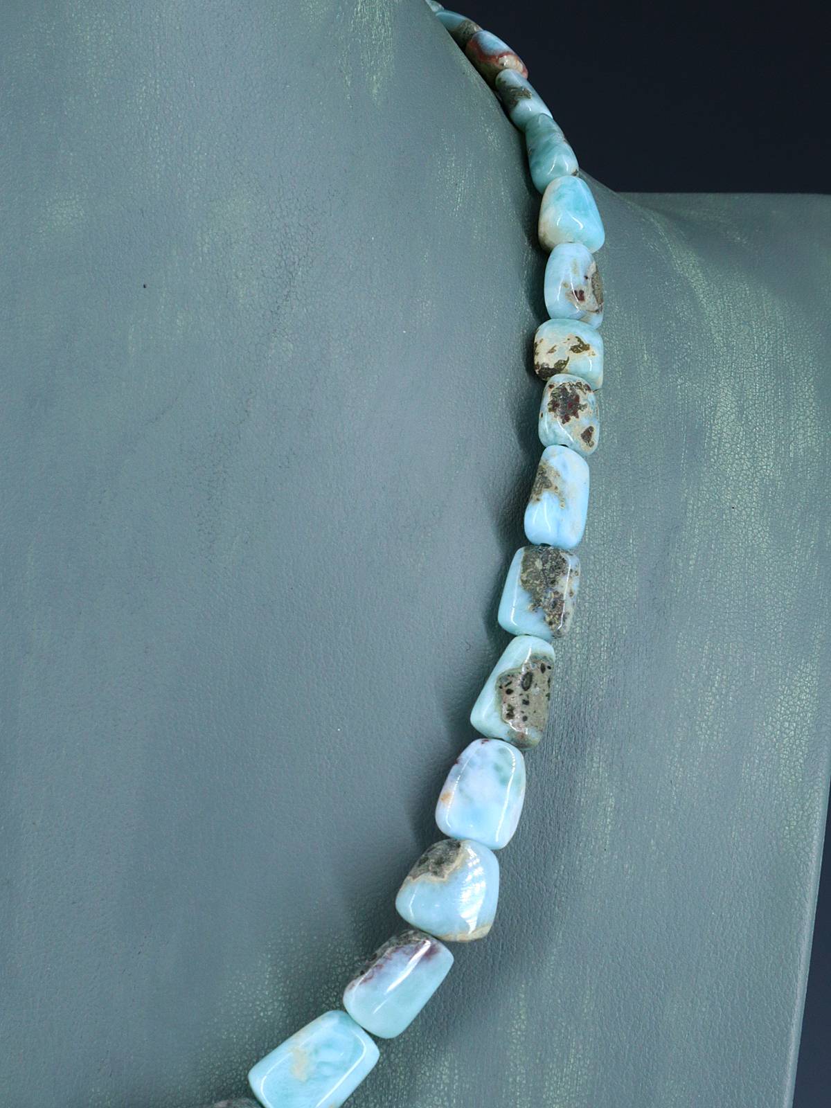 20" Navajo Single Strand Larimar Nugget Necklace