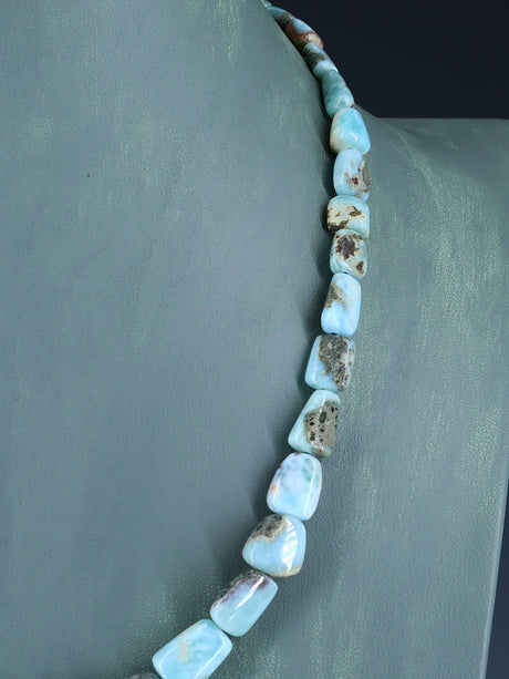 20" Navajo Single Strand Larimar Nugget Necklace