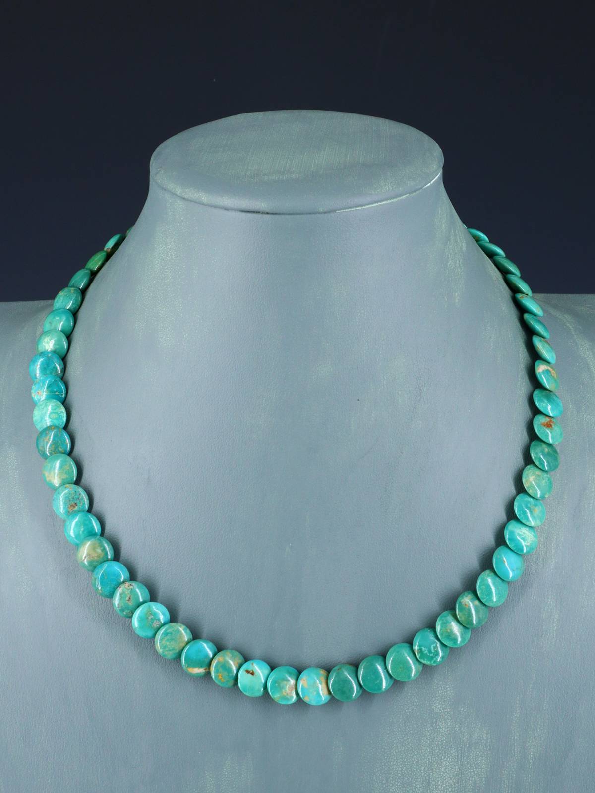 19" Navajo Single Strand Turquoise Disc Necklace