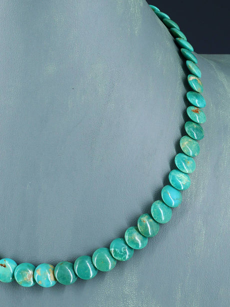 19" Navajo Single Strand Turquoise Disc Necklace