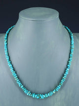 20" Navajo Single Strand Natural Lone Mountain Turquoise Necklace - PuebloDirect.com