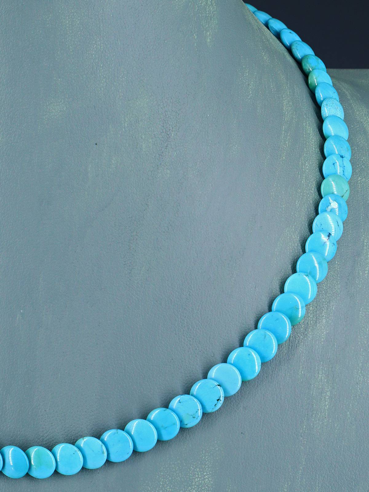 19" Navajo Single Strand Turquoise Disc Necklace
