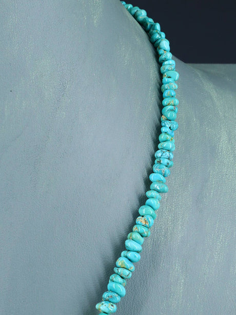 20" Navajo Single Strand Natural Lone Mountain Turquoise Necklace
