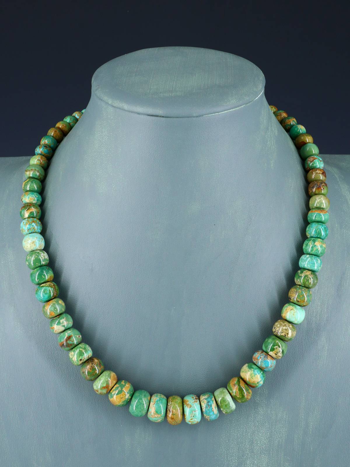 19" Single Strand Graduated Sky Horse Turquoise Necklace - PuebloDirect.com