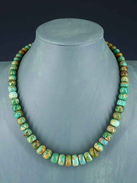 19" Single Strand Graduated Sky Horse Turquoise Necklace - PuebloDirect.com