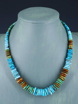 19" Single Strand Polychrome Graduated Turquoise Necklace