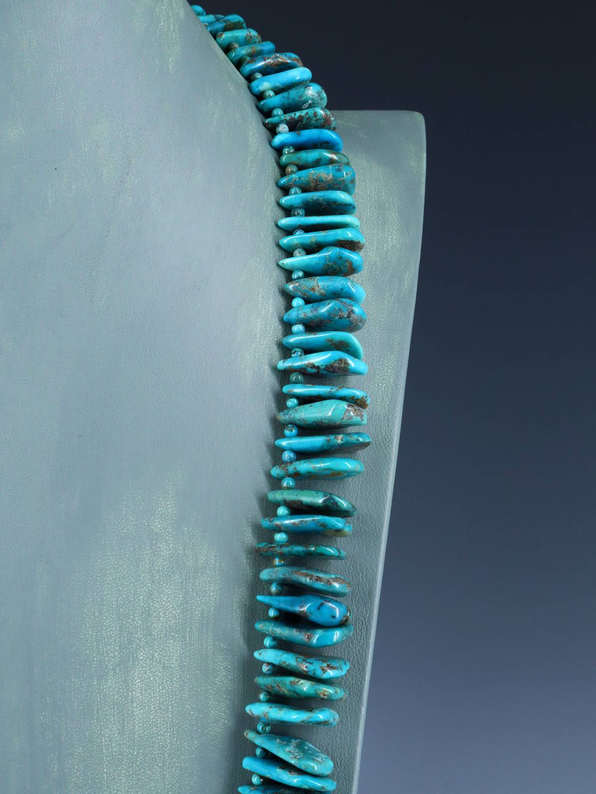 Collar con pestaña de lapislázuli y turquesa de joyería nativa americana de 32"