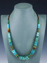 25" Navajo Single Strand Polychrome Turquoise Disc Necklace