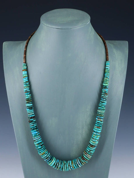 Navajo 25" Single Strand Graduated Turquoise Necklace - PuebloDirect.com