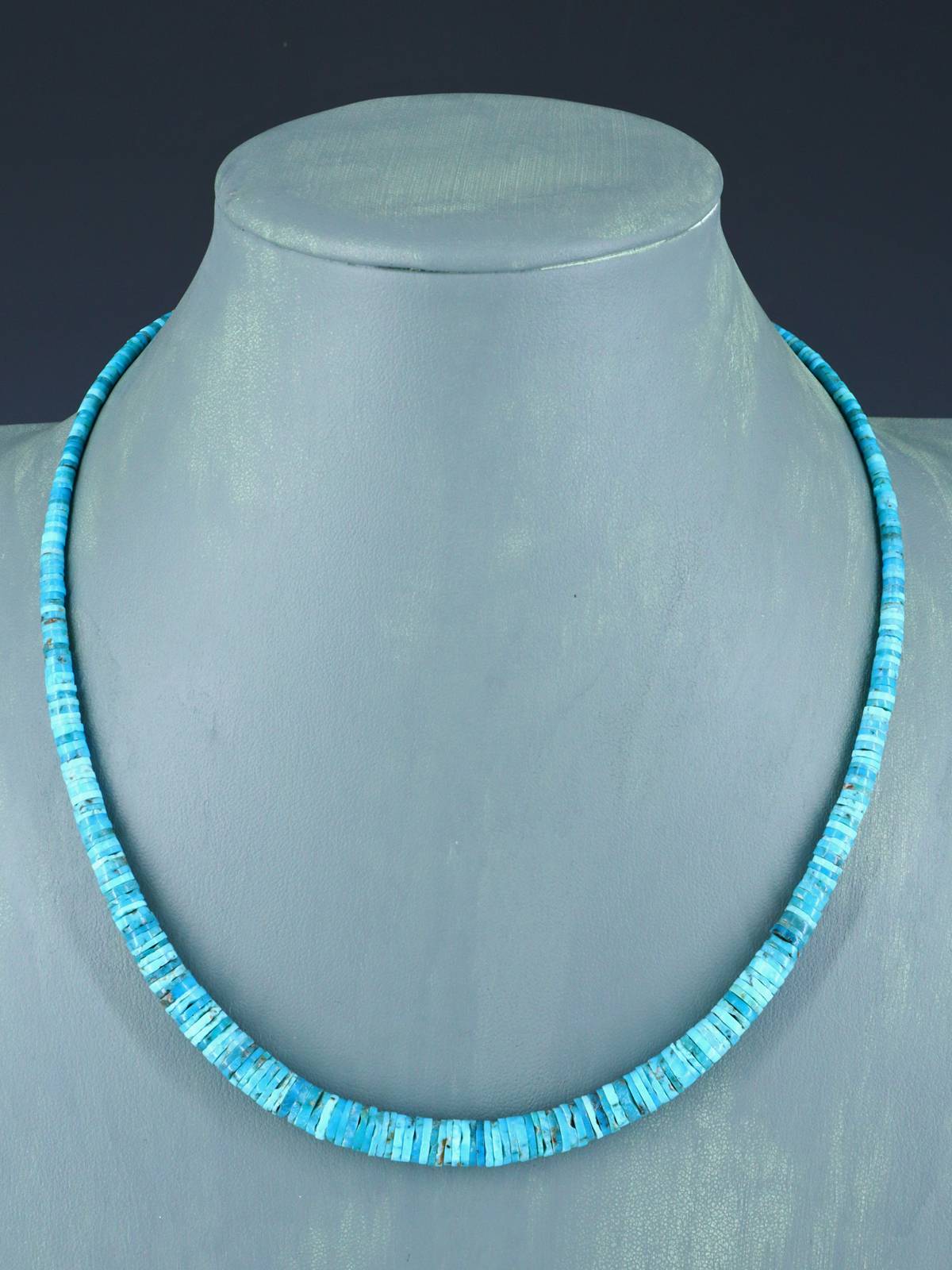 18" Navajo Single Strand Graduated Turquoise Necklace