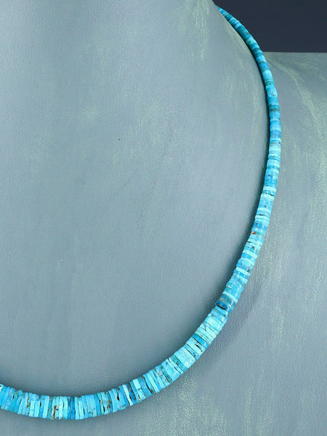 18" Navajo Single Strand Graduated Turquoise Necklace