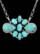 Navajo Turquoise Sterling Silver Cluster Necklace
