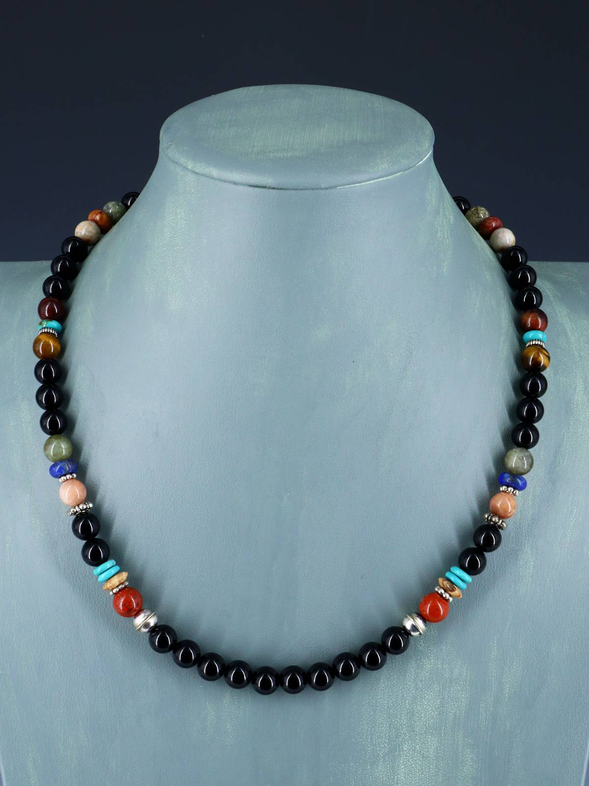 20" Navajo Single Strand Onyx Necklace