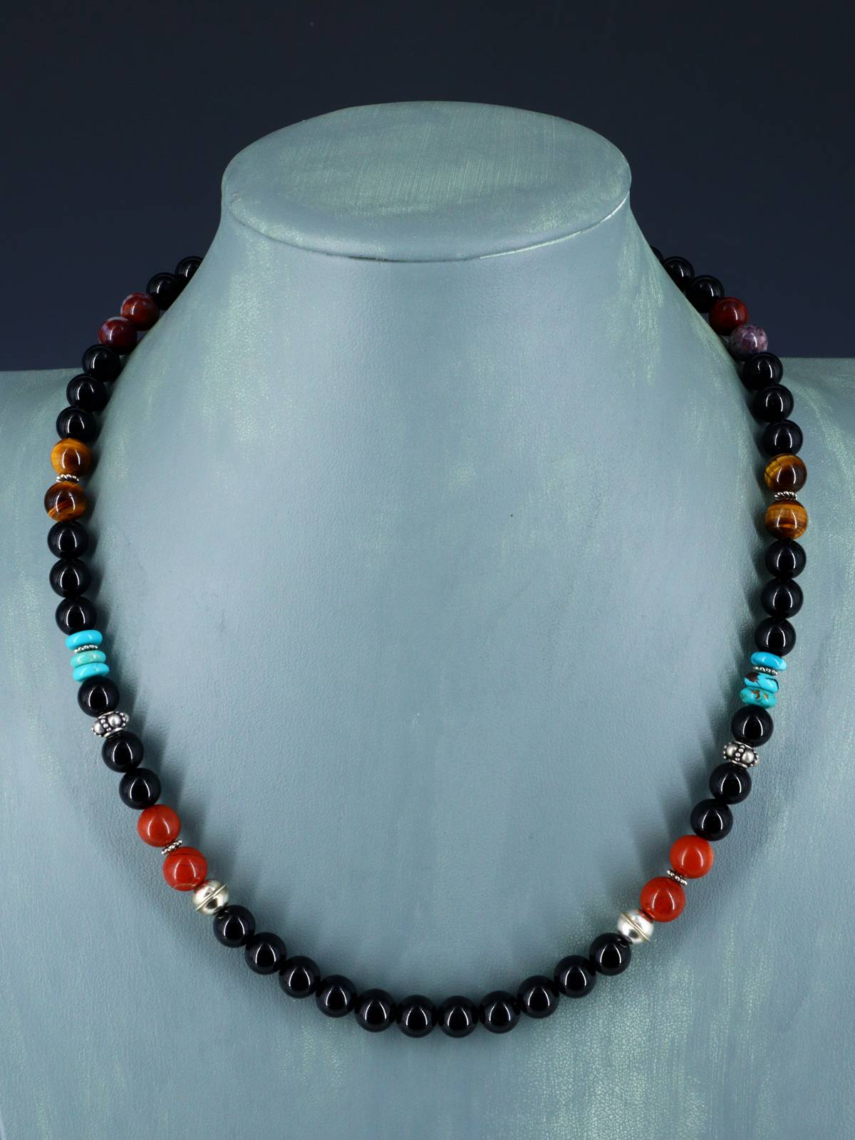 20" Navajo Single Strand Onyx Necklace