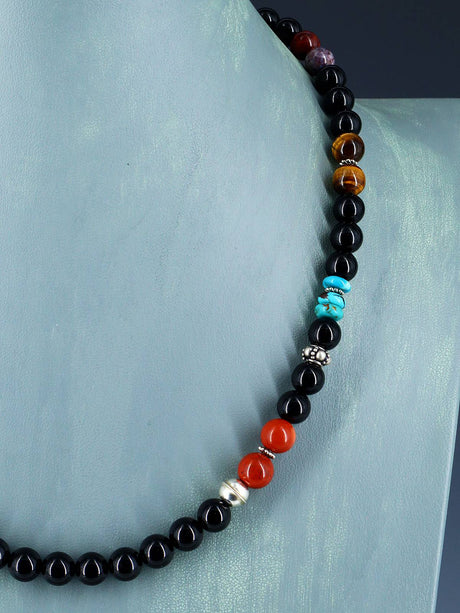 20" Navajo Single Strand Onyx Necklace