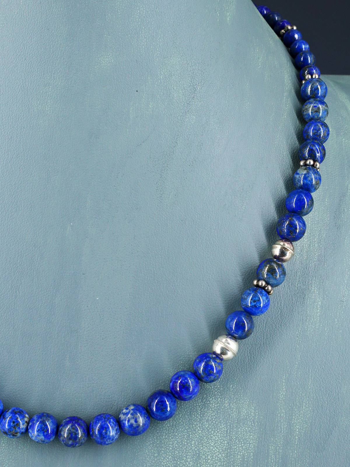 20" Navajo Single Strand Lapis Necklace