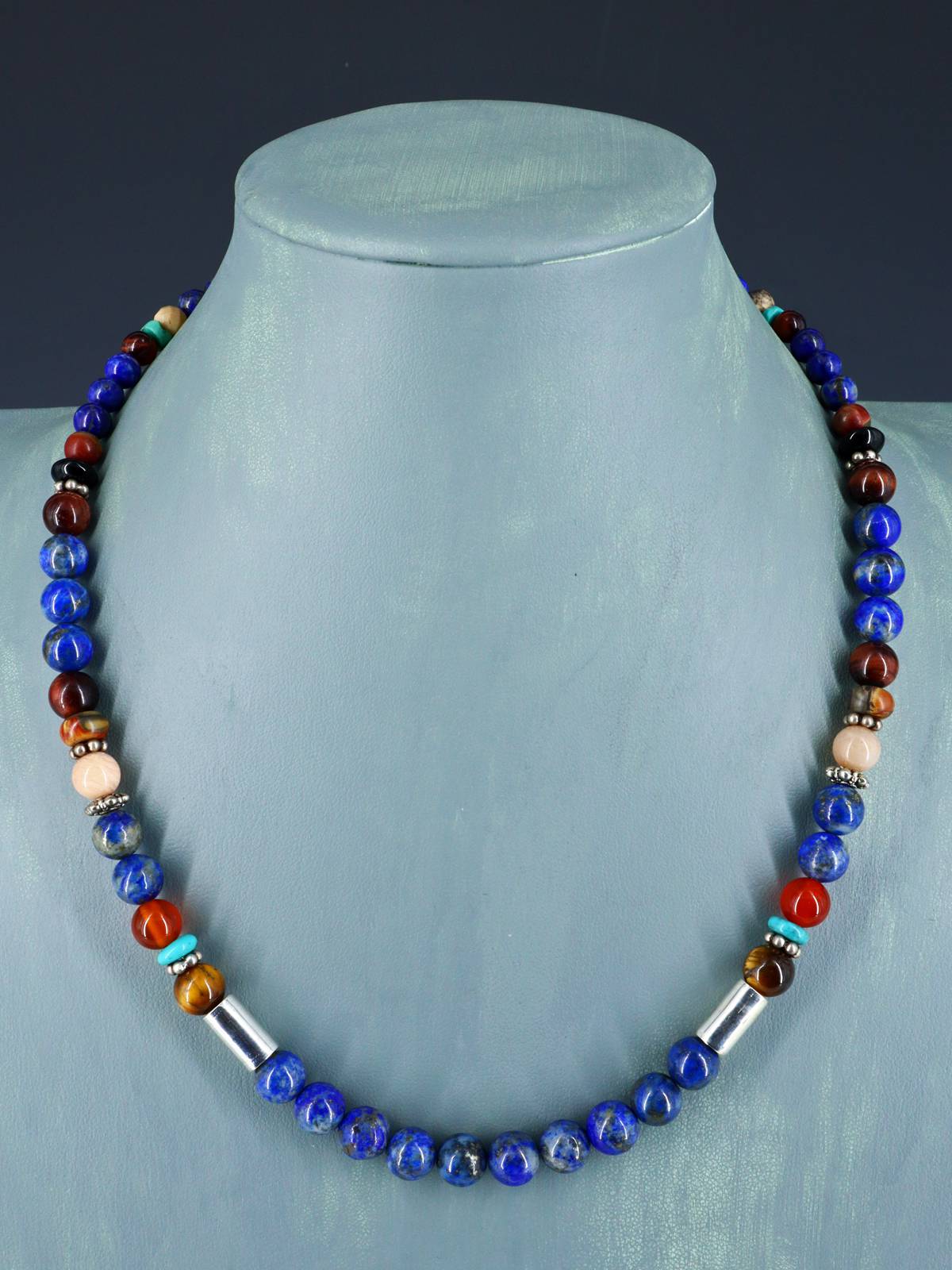 20" Navajo Single Strand Lapis Necklace