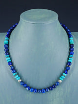 20" Navajo Single Strand Lapis and Turquoise Necklace
